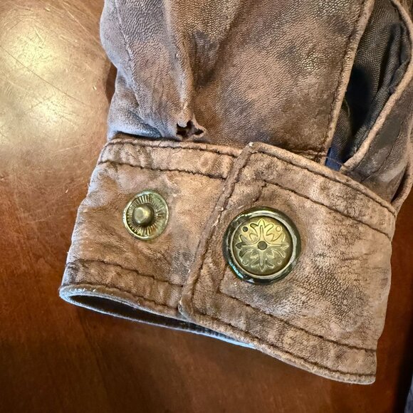 Vintage‎ Royal Fashions Brown Leather Bomber Jacket L - Picture 13 of 14